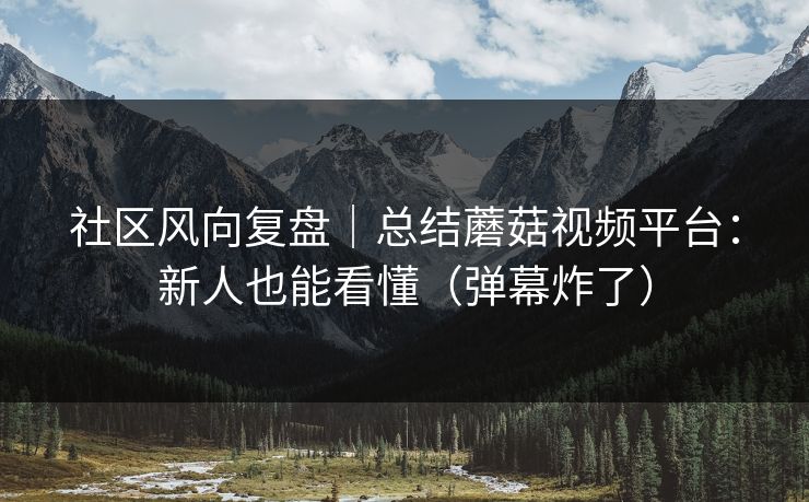 社区风向复盘｜总结蘑菇视频平台：新人也能看懂（弹幕炸了）
