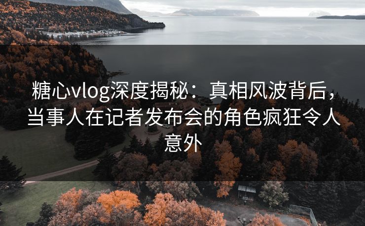 糖心vlog深度揭秘：真相风波背后，当事人在记者发布会的角色疯狂令人意外  第1张