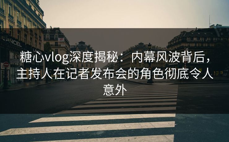 糖心vlog深度揭秘：内幕风波背后，主持人在记者发布会的角色彻底令人意外  第1张